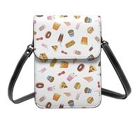 Lsjuee Restauration rapide motif sans couture papier peint sac à bandoulière bandoulière téléphone portable sac à main femmes Pu petit bandoulière portefeuille sac à main sac à bandoulière