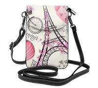 Lsjuee Romantique Paris Tour Eiffel Porte-monnaie pour téléphone portable :>> Petit portefeuille en cuir à bandoulière pour femme Sac à bandoulière avec fentes pour cartes de crédit 7,6 x 2,9 pouces