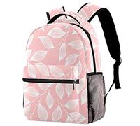 Lsjuee Rose blanc feuilles de thé sac à dos pour ordinateur portable de voyage pour garçon et fille, collège école Bookbag grand sac à dos