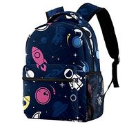 Lsjuee Rose jaune fusée spatiale vaisseau spatial planète marine sac à dos voyage sacs durables pour étudiants randonnée en plein air camping