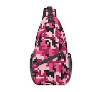 Lsjuee Rose Pixel Camo sacs à bandoulière femmes hommes croix poitrine sac réglable fronde sac à dos sac à bandoulière pour cyclisme voyage Sport randonnée