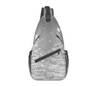 Lsjuee Sac à dos à bandoulière en argent avec arbres étincelants de noël pour femmes et hommes, sac à dos de voyage et de randonnée, sac à bandoulière de poitrine