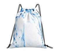 Lsjuee Sac à Dos à Cordon Bleu Blanc Tie Dye Indigo Dirty Art String Sac de Gym Pull Cinch Sackpack pour Hommes Femmes Sport Yoga Voyage Natation