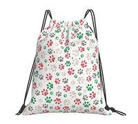 Lsjuee Sac à dos à cordon Doodle Dog Paw String Sac de sport Pull Cinch Sackpack pour hommes femmes Sport Yoga Voyage Natation