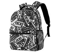 Lsjuee Sac à dos à motif sans couture avec cassette | Sac à dos, sacs à livres, idée cadeau d'anniversaire