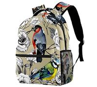Lsjuee Sac à dos de fleur de rhododendron d'oiseau de coucou d'aquarelle, sac à dos d'ordinateur d'affaires adapté à l'ordinateur portable et au cahier de 14 pouces