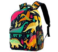 Lsjuee Sac à dos d'école de couleur foncée de dinosaure, élé sac à dos pour ordinateur portable pour femmes filles, sac à dos pour ordinateur portable enseignant pour ordinateur por