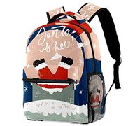 Lsjuee Sac à dos d'école sac d'école du père noël mignon sacs à dos en tissu sergé sac à dos pour ordinateur portable Anti-vol décontracté pour filles garçons