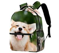 Lsjuee Sac à dos ensoleillé Happy White Brown Dog | Sac à dos, sacs à livres, idée cadeau d'anniversaire