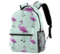 Lsjuee Sac à dos Flamingo pour garçons et filles avec bretelles réglables, poignée de transport et double porte-bouteille