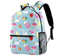 Lsjuee Sac à dos Flamingo Swan pour garçons et filles avec bretelles réglables, poignée de transport et double porte-bouteille