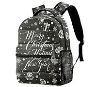 Lsjuee Sac à dos joyeux Noël et bonne année pour garçons et filles avec bretelles réglables, poignée de transport et double porte-bouteille