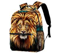 Lsjuee Sac à dos Magic Lion avec compartiment pour ordinateur portable et pochettes pour deux bouteilles de boisson pour sacs d'école pour adolescents