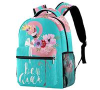 Lsjuee Sac à dos scolaire pour filles et garçons avec compartiment pour ordinateur portable | Funny Flamingo Crown Floral Be The Queen Print