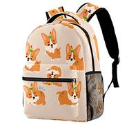 Lsjuee Sac à dos scolaire pour filles et garçons avec compartiment pour ordinateur portable | Impression de licorne de chien de Kawaii