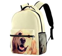 Lsjuee Sac à dos scolaire pour filles et garçons avec compartiment pour ordinateur portable | Impression de chien Golden Retriever