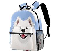 Lsjuee Sac à dos scolaire Samoyed The Buddy Dog School Bag Cute Bookbags Twilled Cloth Rucksack Laptop Book Bag Anti Theft Casual for Girls Boys