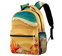 Lsjuee Sac à dos Shells On The Beach pour garçons et filles avec bretelles réglables, poignée de transport et double porte-bouteille