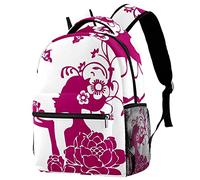 Lsjuee Sac à dos The Flower Child Lunlun pour garçons et filles avec 4 compartiments zippés, un compartiment pour ordinateur portable et deux pochettes pour bouteille de boisson