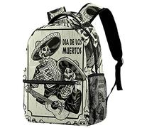 Lsjuee Sacs à dos décontractés élégants Grand sac à dos d'école Day Of The Dead Skull Illustration Bookbags pour femmes et hommes