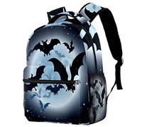Lsjuee Sacs à dos décontractés élégants Grand sac à dos d'école Happy Halloween Bat Bookbags pour garçon et fille