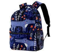Lsjuee Sacs à dos décontractés élégants Grand sac à dos d'école Wolfes Bird Purple Bookbags for Boy & Girl