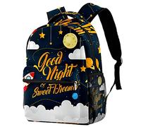 Lsjuee Sacs d'école, Cartoon Space Rocket Planet Stars Sacs à dos pour filles/garçons Sacs légers, sacs à dos pour étudiants
