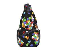 Lsjuee Sensibilisation à l'autisme Puzzle Pieces Coeur Unisexe Casual Diagonal Chest Bag, Multipurpose Crossbody Shoulder Bag Voyage Randonnée Daypack