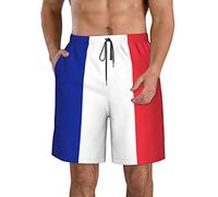 Lsjuee Short de Plage pour Homme Drapeau de la France Pantalon de Plage Short de Bain à séchage Rapide Short d'été