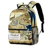 Lsjuee Skull Island Treasure Map Travel Laptop Backpack for Women Men, College School Bookbag Large Backpack Casual Daypack