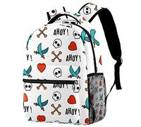 Lsjuee Skull Pirate White Travel Laptop Backpack for Women Men, College School Bookbag Large Backpack Casual Daypack