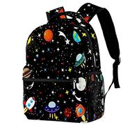Lsjuee Space Planet Spaceship Rockets Pattern Sac à dos, sac à dos, pour garçons/filles/étudiants/voyage/école