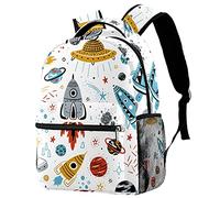 Lsjuee Space Rockets Planet Pattern Travel Laptop Backpack for Boy & Girl, College School Bookbag Large Backpack Casual Daypack