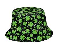 Lsjuee St. Patrick's Day Bucket Hat Green Lucky Shamrock Travel Fisherman Cap Packable Respirant Sun Hat for Women Teens
