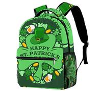 Lsjuee St Patrick's Day Green Shamrock Clover Travel Laptop Backpack for Women Men, College School Bookbag Large Backpack Casual Daypack