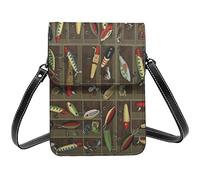 Lsjuee Style de leurre de pêche Belle Tour Paris Crossbody Sacs à main pour téléphone portable pour femme, Cuir PU Mignon Imprimé Petit portefeuille pour téléphone portable