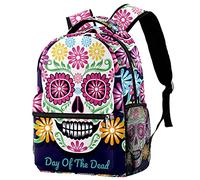 Lsjuee Sugar Skull Flowers Day Of The Dead Laptop Backpack Travel Backpacks Bookbag for Women & Men School College Students Sac à dos pour ordinateur portable 15 pouces