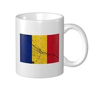 Lsjuee Tasse à café à effet de Texture drapeau de la roumanie, tasses à impression Double face de 11 Oz, tasse à thé pour un excellent cadeau, tasses à café pour la maison et le bureau