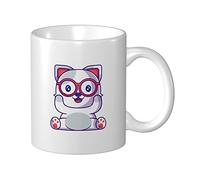 Lsjuee Tasse à café chat mignon heureux 11 oz tasses à impression double face tasse à thé pour de grands cadeaux bureau maison tasses à café