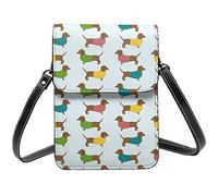 Lsjuee Teckel chien mignon papier peint sac à bandoulière bandoulière téléphone portable sac à main femmes Pu petit bandoulière portefeuille sac à main sac à bandoulière