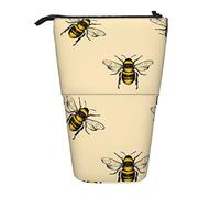 Lsjuee Trousse à Crayons à imprimé Honey Bee, Pochette à Crayons Debout, Pochette à stylos de Papeterie télescopique, Sac à Crayons Debout avec Fermeture à glissière