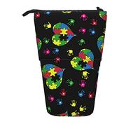 Lsjuee Trousse à Crayons télescopique autisme Debout Pochette à Crayons Papeterie Organisateur Sac, Porte-Stylo Portable pour Bureau école Adolescents Sacs Filles