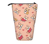 Lsjuee Trousse à Crayons télescopique Corgi Debout Trousse à Crayons Papeterie Organisateur Sac, Porte-Stylo Portable pour Bureau école Adolescents Sacs Filles