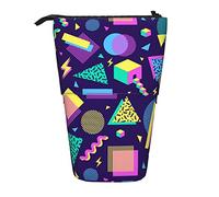 Lsjuee Trousse à Crayons télescopique rétro années 80 90 Vintage Debout Pochette à Crayons Papeterie Organisateur Sac, Porte-Stylo Portable pour Bureau école Adolescents Sacs Filles