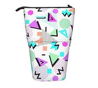 Lsjuee Trousse à Crayons télescopique rétro années 80 90 Vintage Debout Pochette à Crayons Papeterie Organisateur Sac, Porte-Stylo Portable pour Bureau école Adolescents Sacs Filles