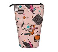 Lsjuee Trousse à Crayons télescopique rétro années 80 90 Vintage Debout Pochette à Crayons Papeterie Organisateur Sac, Porte-Stylo Portable pour Bureau école Adolescents Sacs Filles