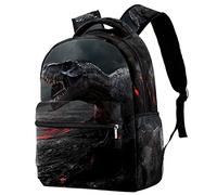 Lsjuee Volcano And Dinosaur Travel Laptop Backpack for Women Men, College School Bookbag Large Backpack Casual Daypack