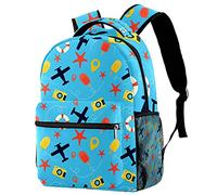 Lsjuee Voyage Popsicles Avion Étoile De Mer Caméra Bleu Sac À Dos Pour Ordinateur Portable Voyage Sacs À Dos Bookbag pour Garçon Fille Étudiants Sac À Dos