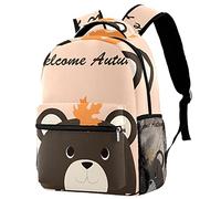Lsjuee Welcome Autumn Maple Leaf On Bear Head-01 Backapck, élé sac à dos pour ordinateur portable, sac pour ordinateur portable décontracté sac à dos pour ordinateur portable 14 pouces