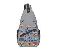 Lsjuee You Make Me Happy Camper Trailer Unisexe Casual Diagonal Chest Bag, Multipurpose Crossbody Shoulder Bag Voyage Randonnée Daypack